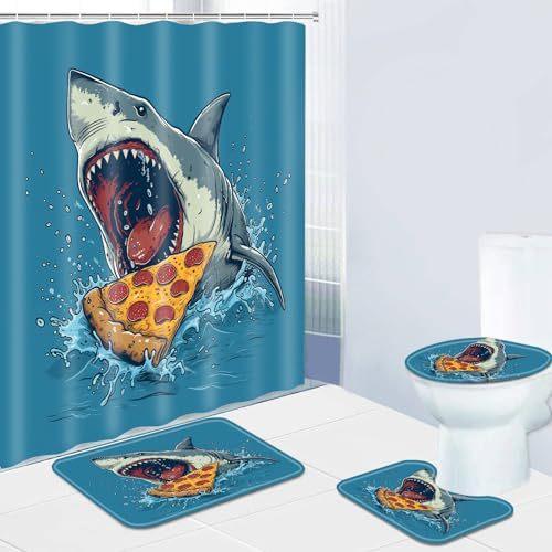 Wolves Under The Moon Four-Piece Bathroom Shower Curtain Floor Mat Three-Piece Toilet Cover