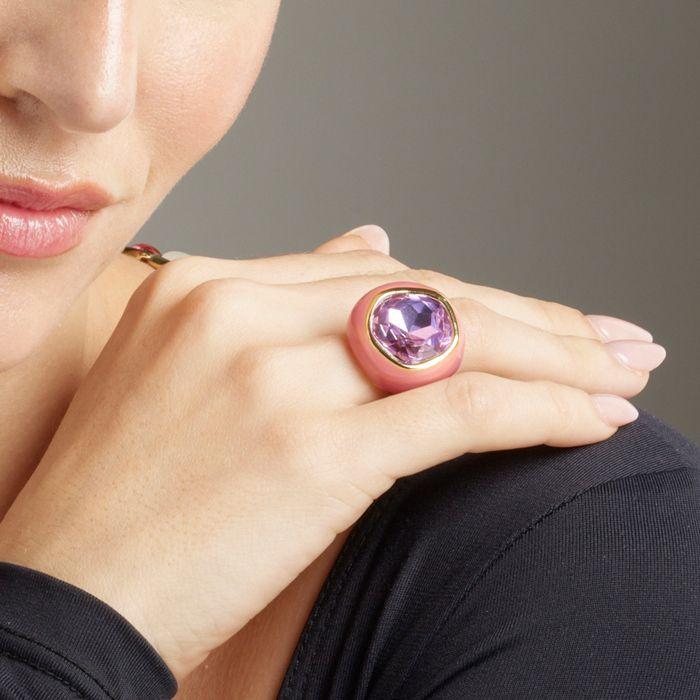 Bague Luxenter en cristal violet finie en or jaune 18 carats - Mantis
