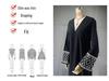 High-End Schwarzes Besticktes V-Ausschnitt Abaya Kleid