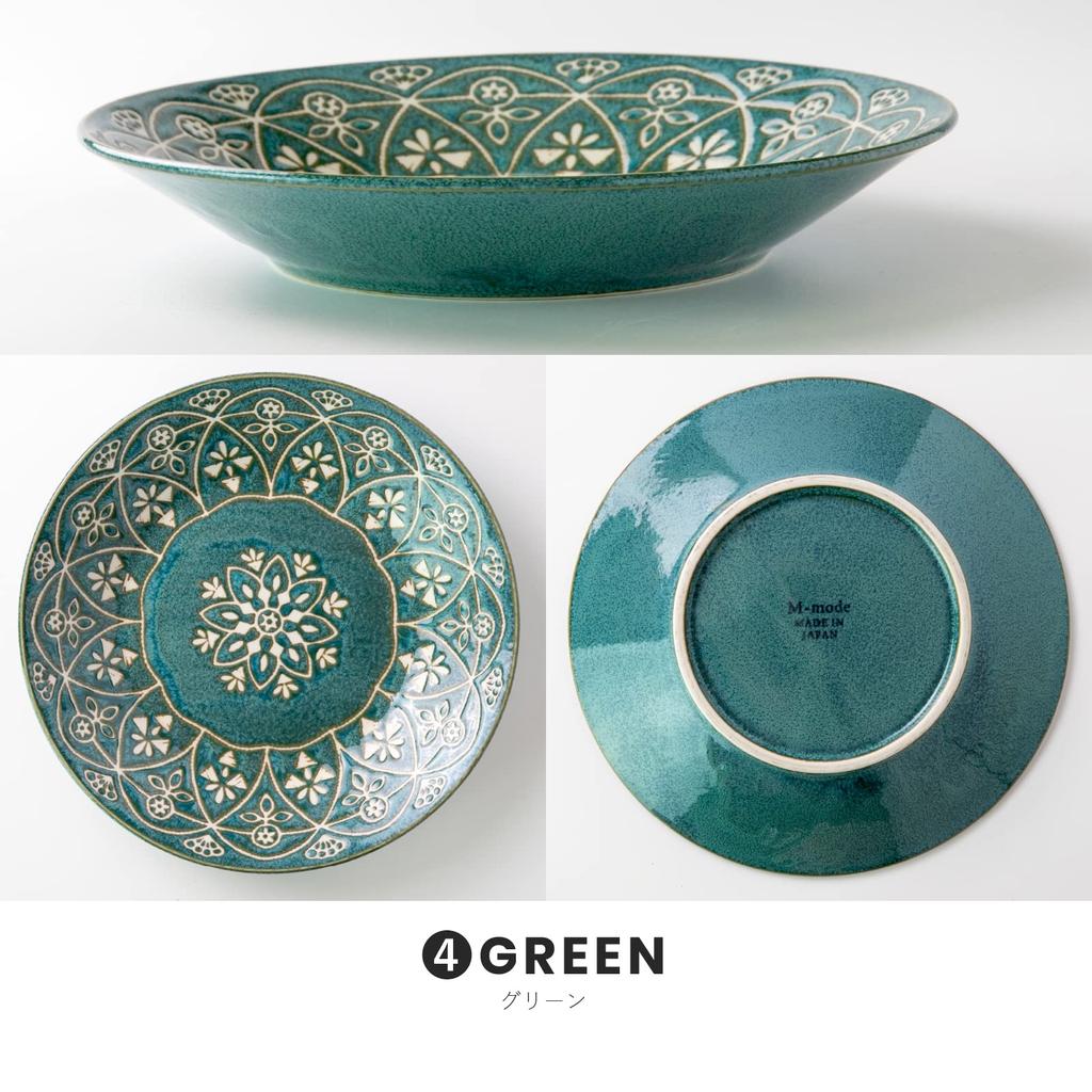 Minoru Pottery (Minorutouki) Large Plate Moroccan Green L (Diameter 24cm) 4965583756774