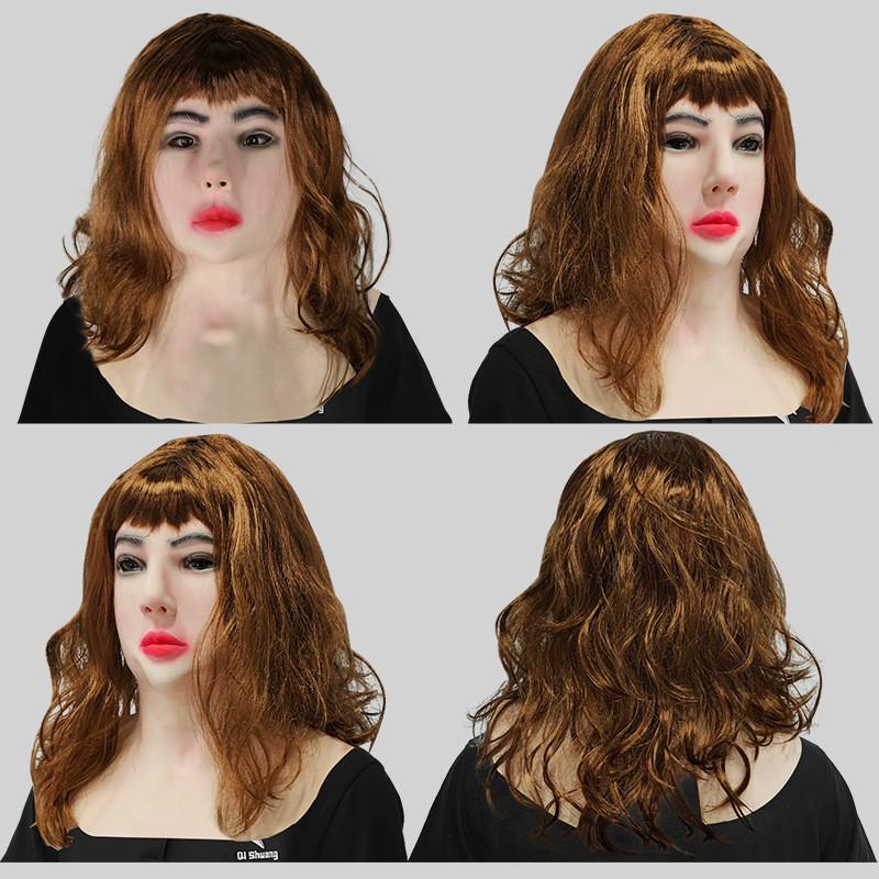 Long Hair Beautiful Woman Funny Mask Costume Headpiece For Halloween Parties And Events