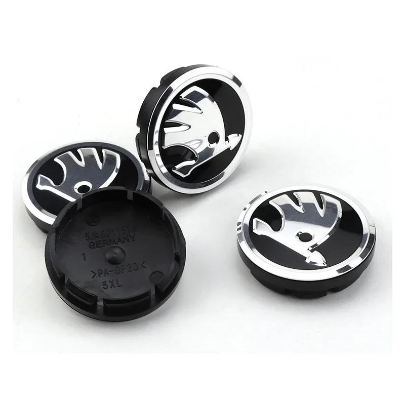 2025 Nové kovové středové krytky kol pro auto 56mm 60mm 65mm Styling pro logo Skoda Fabia Rapid Kodiaq RS Superb Kamiq Octavia A7 Tour Ye