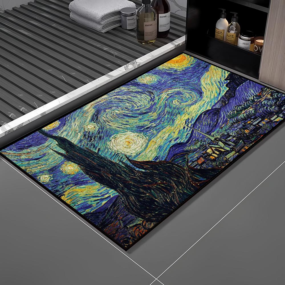 Umění olejomalby související s Van Goghem Vstupní rohožka Vítejte Vstup Balkon Koupelna Podlaha Protiskluzová rohožka Koberec do ložnice Domácí dekorace