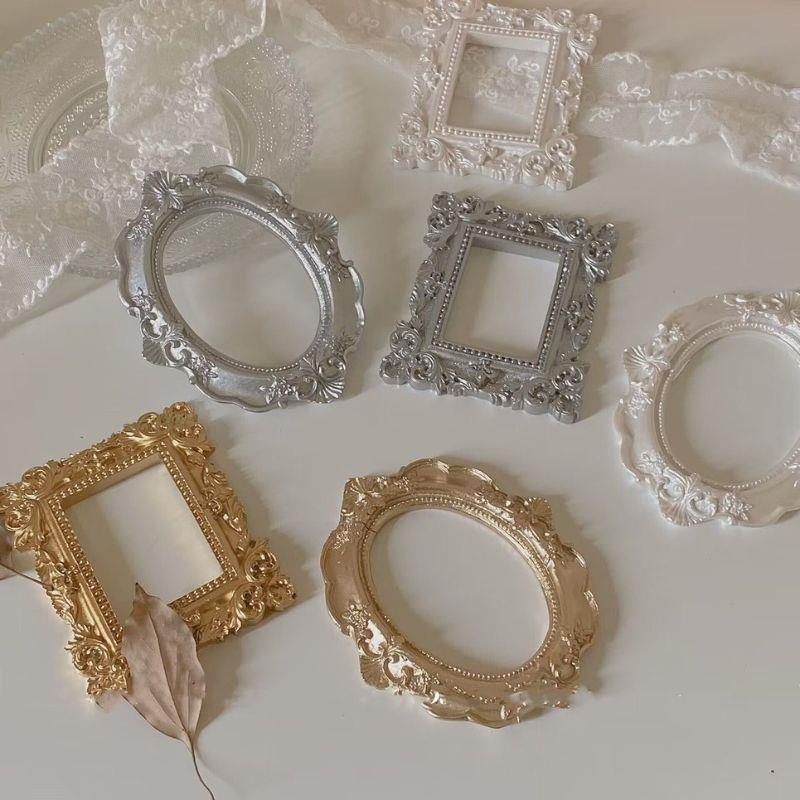 12pcs European Creative Gifts Style Retro Resin Mini Angel Oval Photo Frame Accessory Positioning Frame Home Decor Supplies