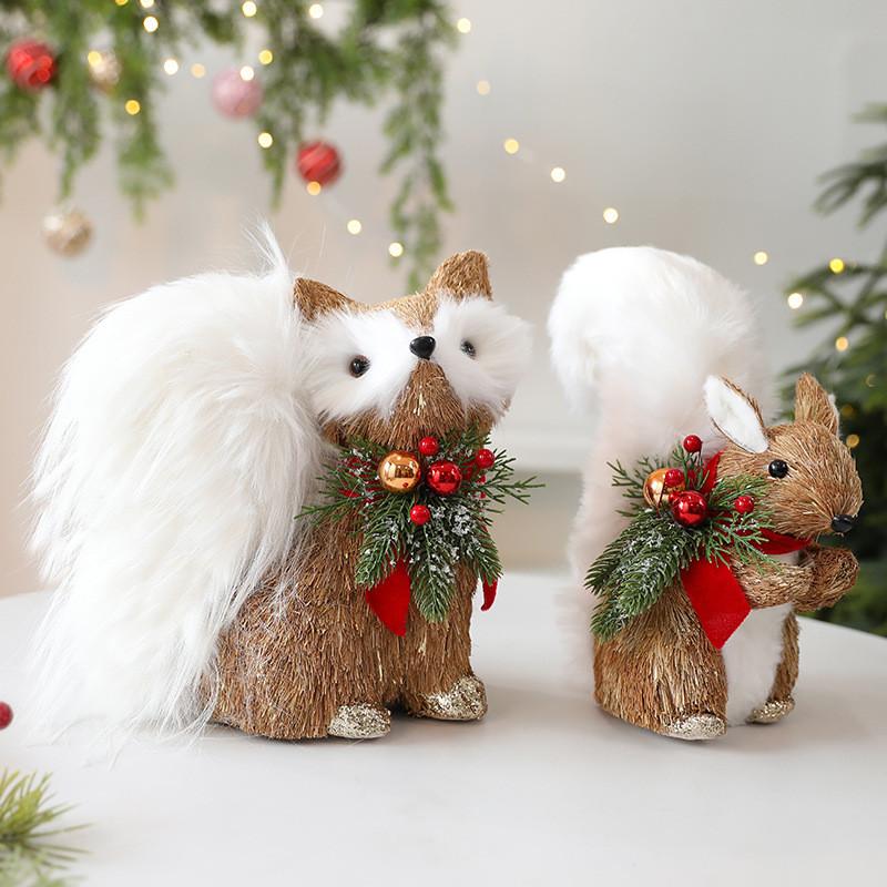 Christmas Woven Fox Squirrel Decor With European Style For Holiday Display