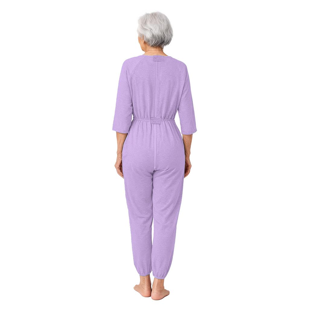 Îmbrăcăminte Adaptivă Ușor de Îmbrăcat pentru Femei Vârstnice S-XXL: Salopetă de Maternitate cu Fermoar Complet pe Spate, Design Anti-Dezbrăcare pentru Îngrijirea Persoanelor cu Demență