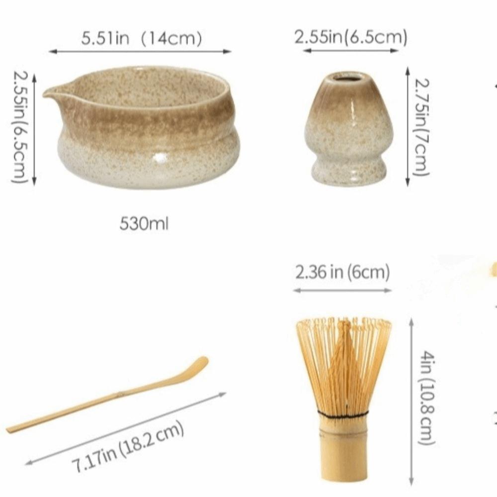 Matcha Spoon 4-piece Matcha Bowl Set Bamboo Ceramic Tea Set Accessories Ceramic Japanese Matcha Tea Set Tea-Making Tools