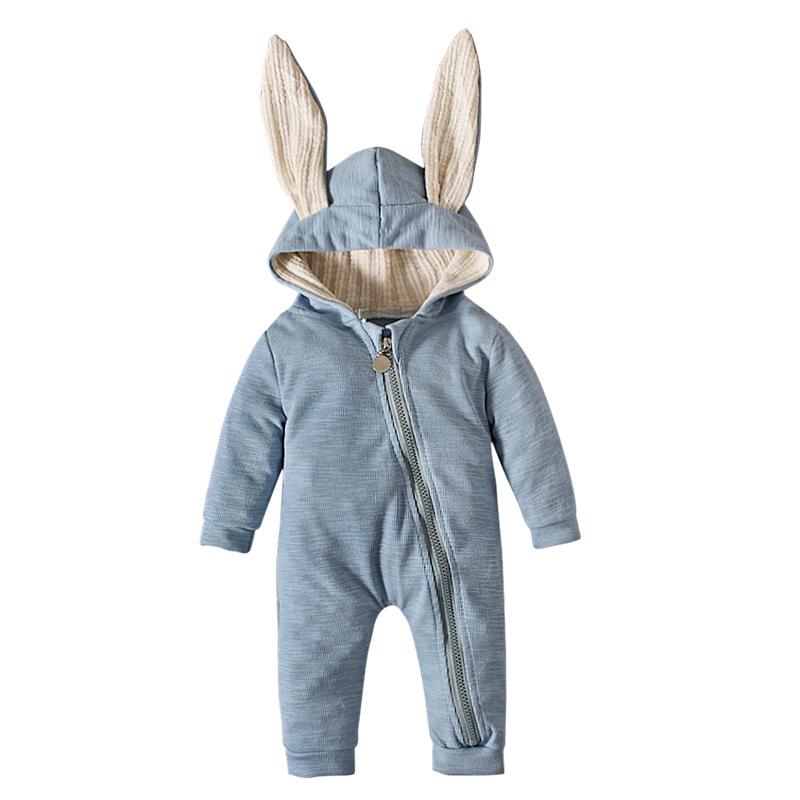 Easter Bunny Ears Hooded Romper for Girls - Spring & Autumn Style