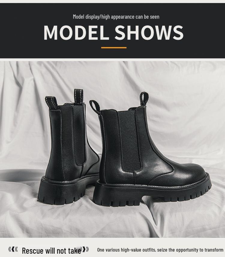 Herren Chelsea Boots im britischen Stil: Herbst/Winter Hohe Martin-Stiefel mit Plus-Samt und dicker Sohle