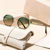 Round frame metal sunglasses sunscreen trend European and American new personalized fashion versatile Internet celebrity advanced sunglasses