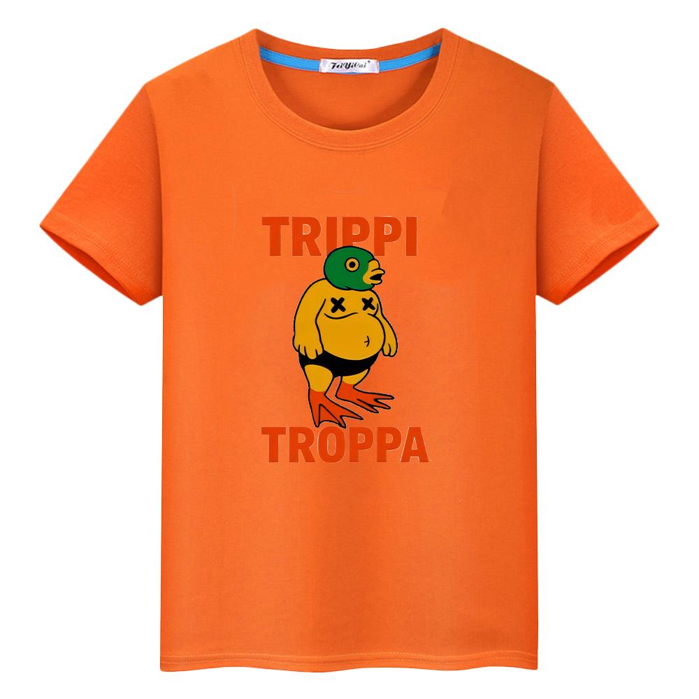 Italian Brainrot print cartoon100%Cotton Tees t shirt for kids boy 10years Anime Short  Tops kids clothes girls y2k one piece
