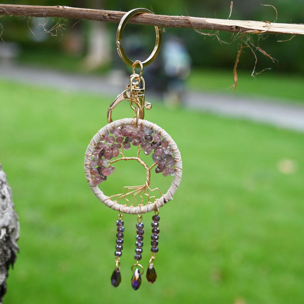 Car pendant, natural stone, dream catcher keychain, jewelry, handmade life tree, bag hanging, hanging accessories