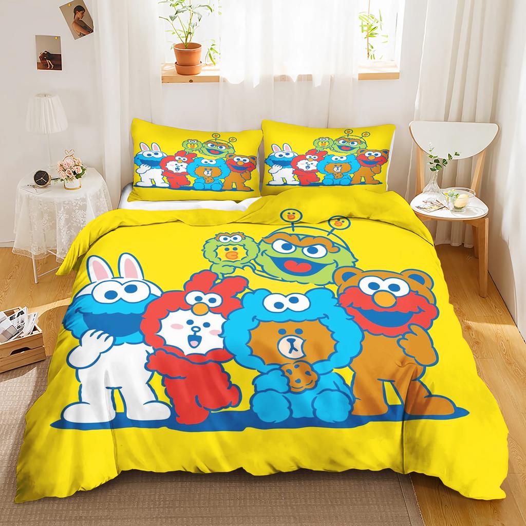 Comforter Linefriends Printed 3-Piece Set 1 Quilt Bedding Set Twin Size Sets Queen 3D Children'S Bedding