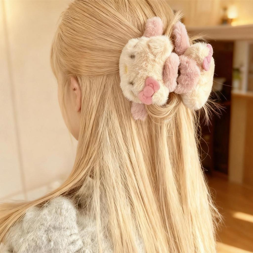 Meiji Cute Plush Kitty Hair Clip – Sweet Shark Design for Girls