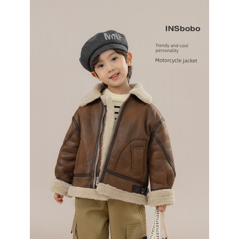 Boys Outwear Autumn and Winter 2025 New Arrival Children's Cotton Clothes Fall Girls Padded Cotton Clothes Thickened Suede Fleece Padded Coat