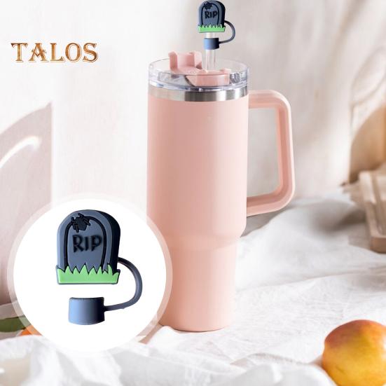 12 ks Halloweenských silikonových ozdob na brčka Opakovaně použitelný kryt na brčko Víčko odolné proti stříkající vodě pro 10mm brčka Ekologické krytky na pití