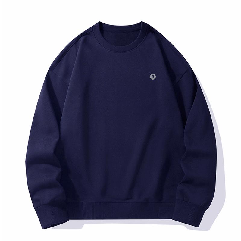 Lulu Men's Plus Velvet Round Neck Hoodie 2025 Autumn/Winter, Long Sleeve Couple Style Pullover.