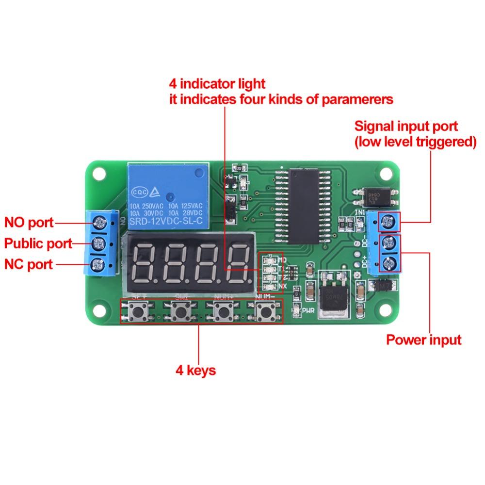 CE030 Delay Relay 1 Channel DC12V Time Delay Relay Digital Display LED Display Timer Relay Industrial Applications