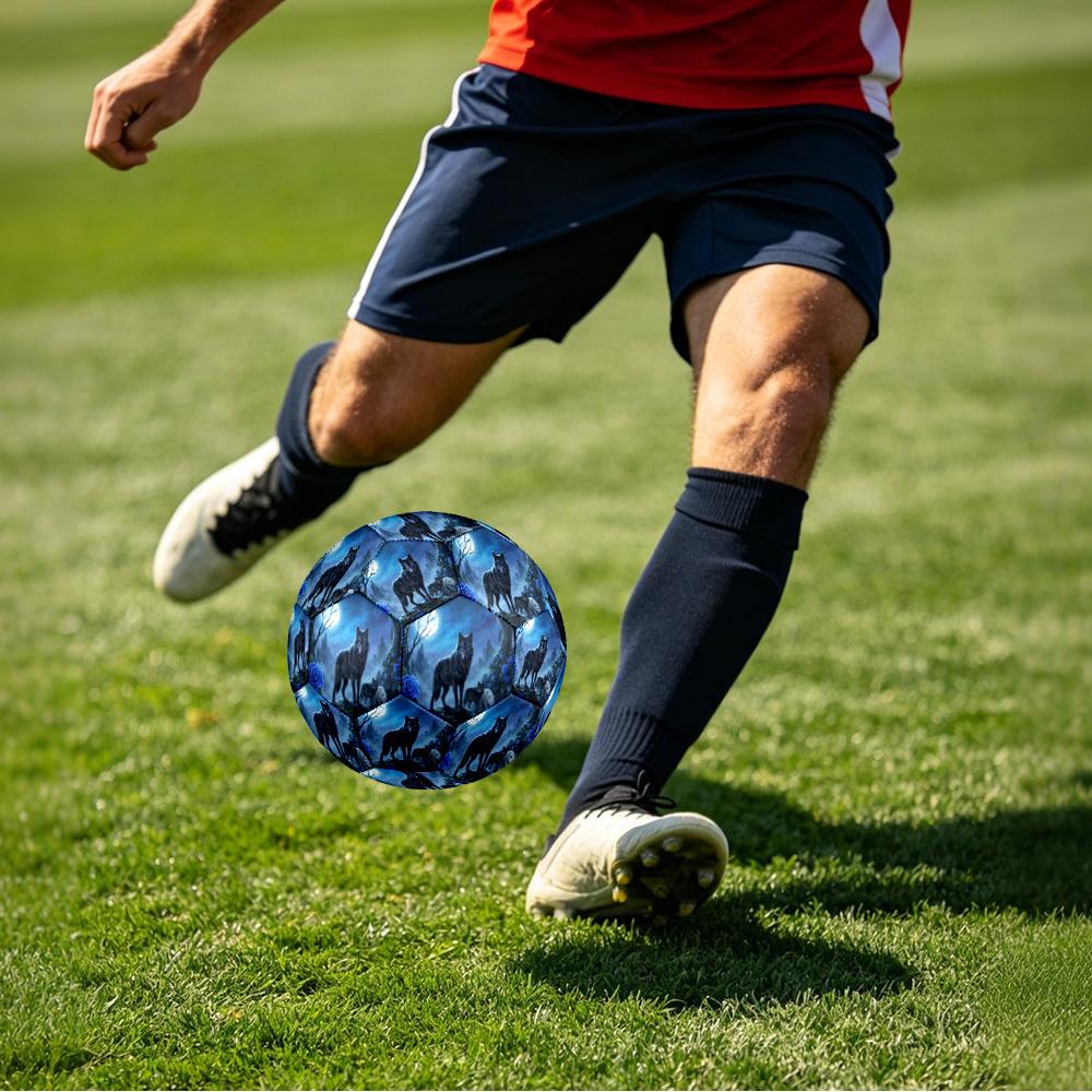 1pc Wolf Moon Night Theme Soccer Ball Football, Size 5, Lightweight PVC, Outdoor Training Soccer Ball,Gift J61438