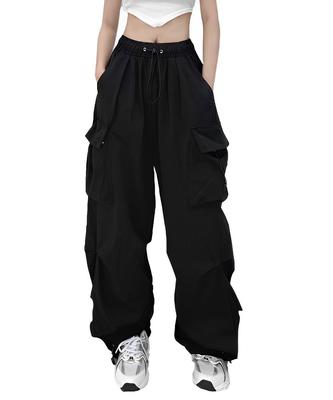 Four Leaf Cargo Cute and Stylish Pants with Elastic Casual Jogger Balloon Baggy Parachute Easy Pants Women's Pants, Wide-Leg Waist, Pants, Pants,
