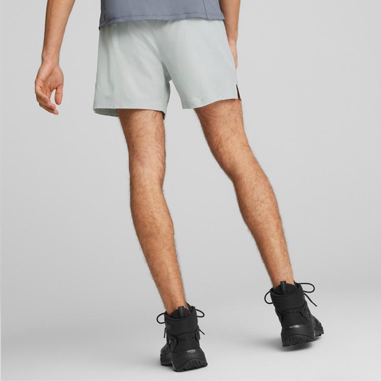 Puma Solid Color Elastic Waist Straight Leg Shorts Men Shorts Platinum-Gray Multicolor 523262-80