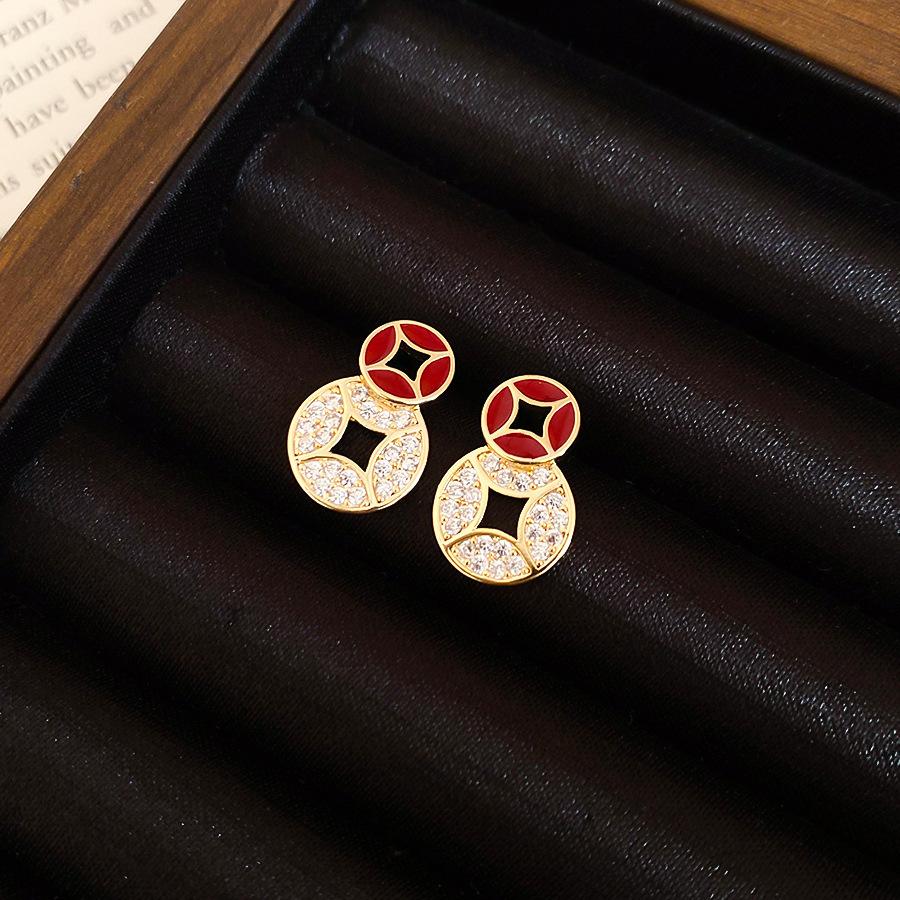 Silver Needle New Chinese Simple Diamond-encrusted Lucky Bag Fringed Earrings, Earrings, Exquisite Versatile Earrings