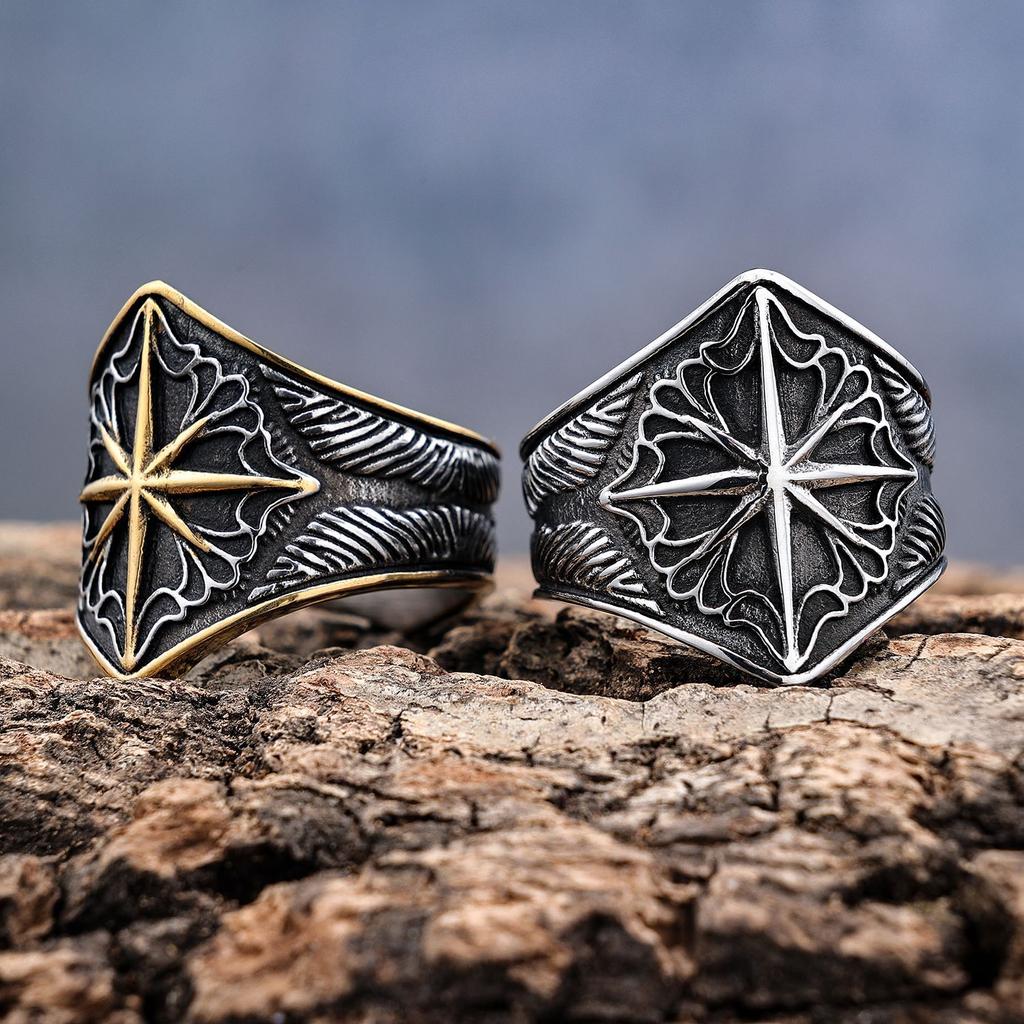 Viking Style Octagram Knot Design Rust Resistant Ring Fashion Jewelry