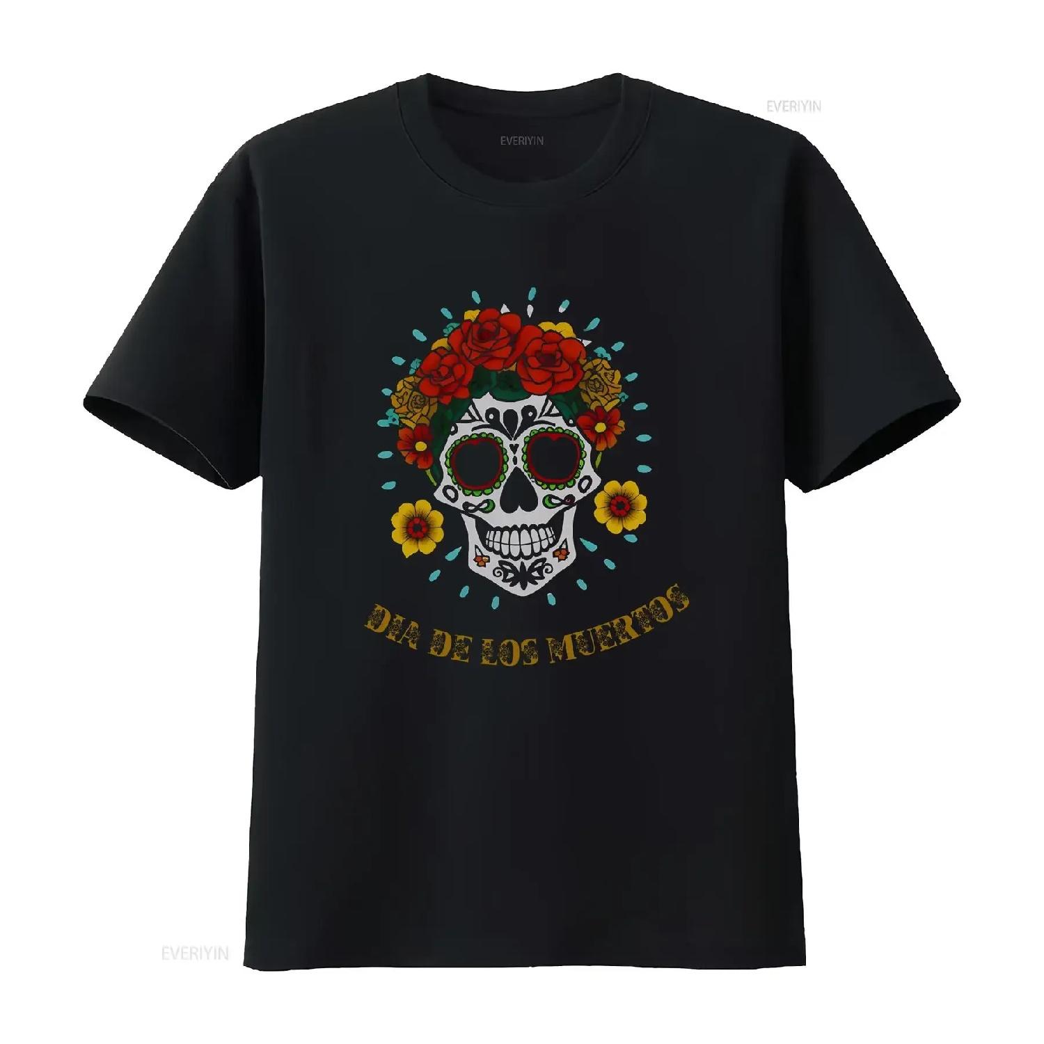 Dia De Los Muertos La Catrina футболка День Мертвых Сахарный Череп Женская футболка Хэллоуин Цветочный Топ винтажный Стирка мода Стильный S чёрный