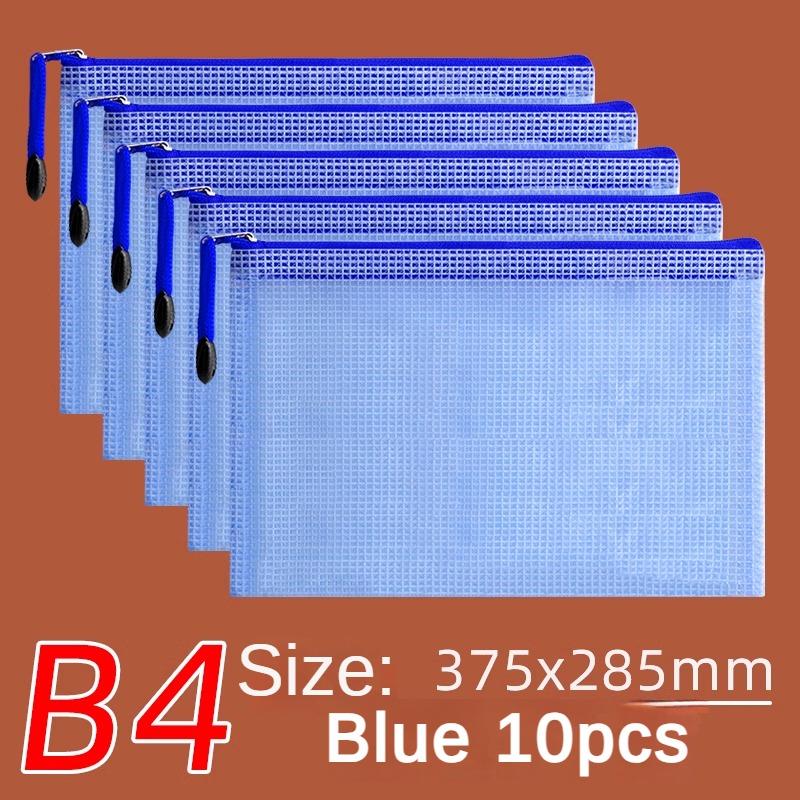 10 pezzi A4 File Bag Trasparente Mesh A5 Data Zipper Storage Bag B5 Student Test Paper Drawing Bag Office Waterproof Document Bag