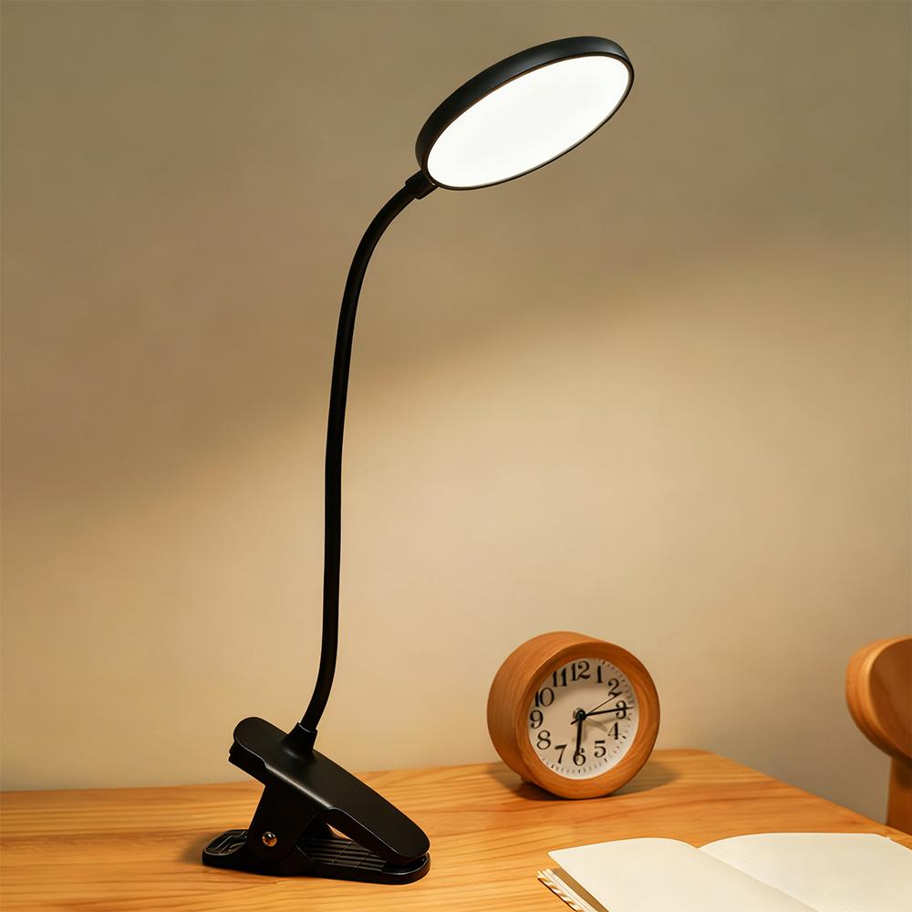 USB Rechargeable LED Readind Desk Lamp 3 Color Modes Dimmable Clip Touch Eye Protection Task Light Gooseneck for Office Study