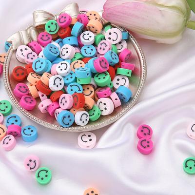 30Pcs Smile Clay Beads Handmade Polymer Round Beads para DIY Jewelry Making Colar Pulseira Finding