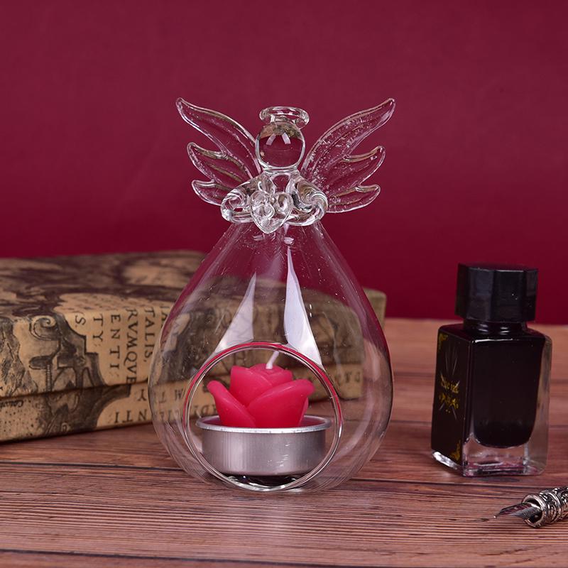 Portacandele in vetro angelo Tea Light, decorazioni per feste in casa, portacandele portaoggetti