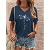 Floral Print V-neck T-shirt Summer Fashion Casual Blouse Street Fashion Oversized Women's Clothing