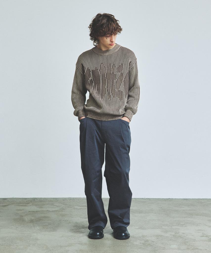 KNITTED Two-Tone Ribbed Logo Knit Brown