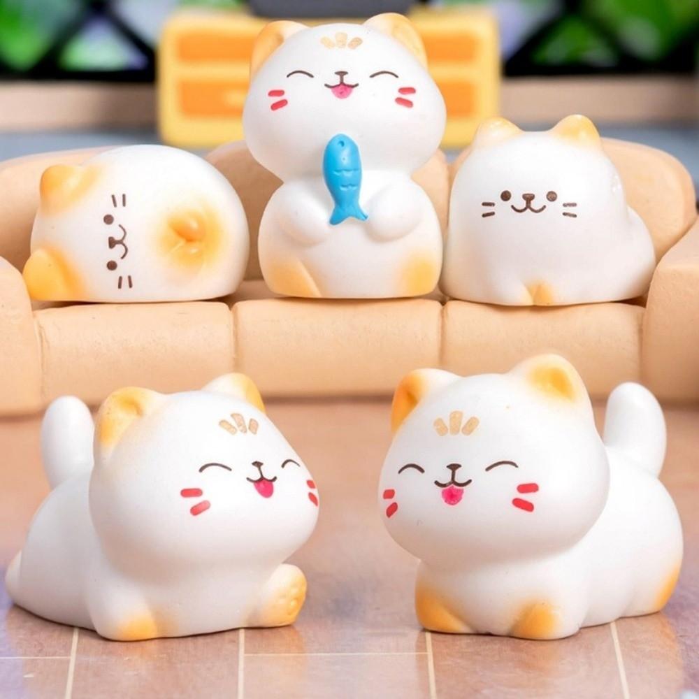 Wealth Cat Model Mini Resin Crafts Kawaii Animal Ornaments Cat Figurine  Desktop Decoration
