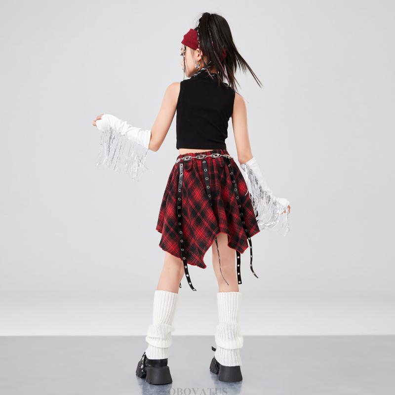 Kids Fashion Hiphop Design Clothes Set Girl Hip Hop Cropped T-shirt Skirt 2 Piece Dance Costume Suit Child Y2k Streetwear Outfit