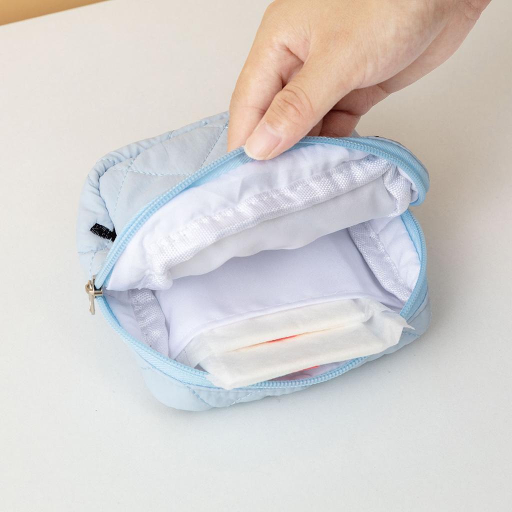 Förvaringspåse för sanitetsbindor med fjärilsknut, bärbar hållare för feminin hygien, tampongorganisatör för resor och daglig användning