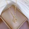 Copper Micro-inlaid Zircon Moon Love Smart Pendant Necklace Temperament Light Luxury Niche Design Sense