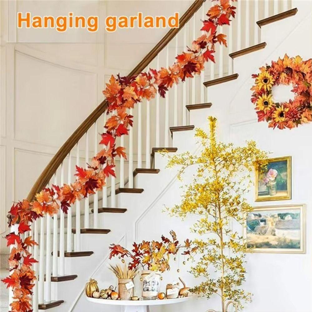 1.7m Red Autumn Maple Leaves Creative Fake Autumn Vines Artificial Maple Garland  Halloween Decor