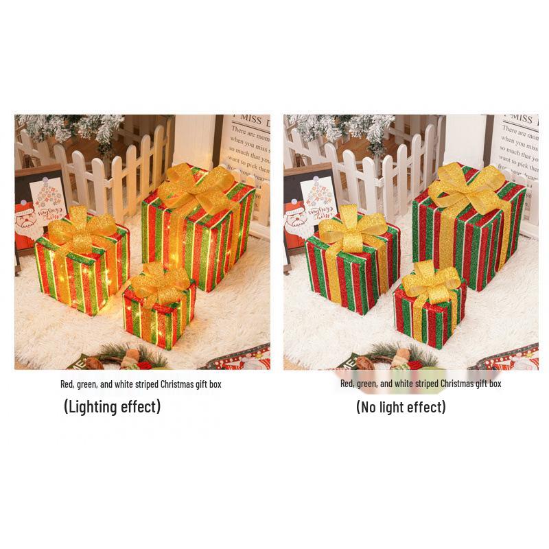 Cross-Border Christmas Luminous Gift Box Set: Outdoor Decorative Lights for Courtyard & Mall Display