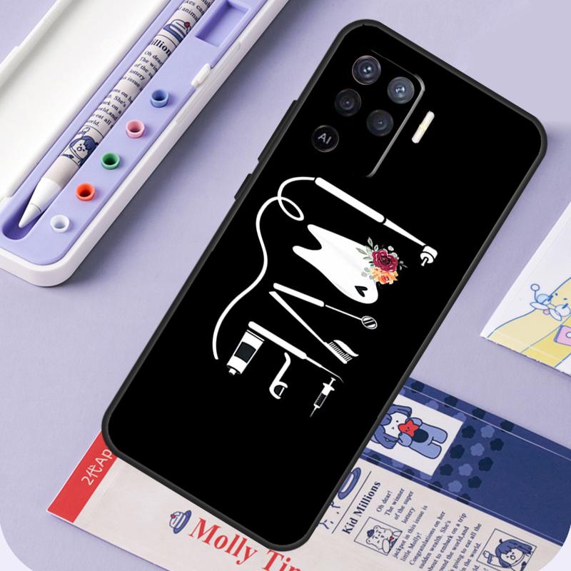 Dentist Tooth Pattern Case For OPPO A53 A31 A5 A9 A52 A72 A15 A83 A91 A93 A54 A74 A94 Find X3 Lite X5 Pro Cover
