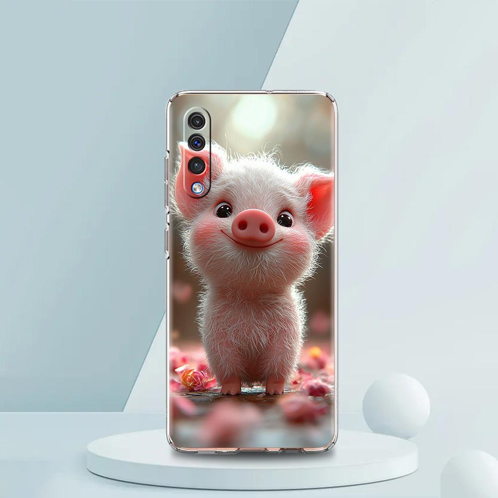 Transparent Phone Case for Samsung Galaxy A16 A14 A12 A22 A24 A42 A02 A03S A06 A20 A30 A40 Soft TPU Cover Cute Pig Pattern Capas