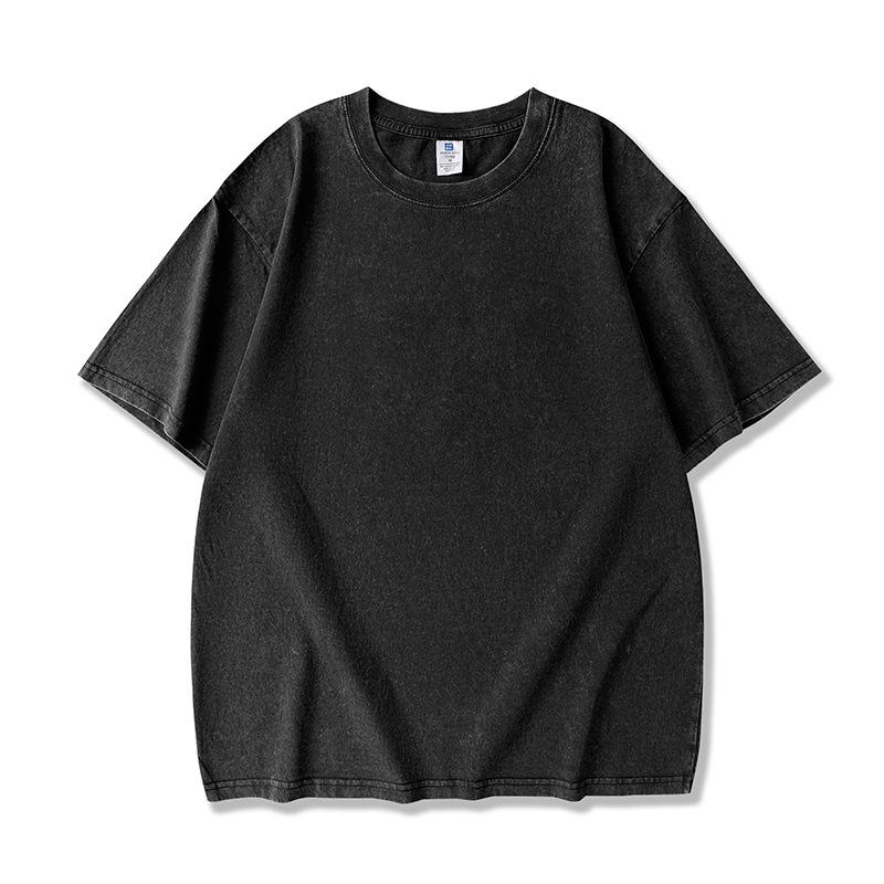 Retro Washed Distressed Short Sleeve T-shirt - 250g High Density Cotton, 8 Colors