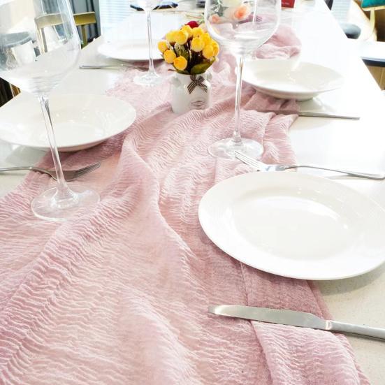 Tischläufer Faltenstoff Dekorative Tüll-Tischdecke Hochzeitsempfang Party Heimrestaurant Tischläufer