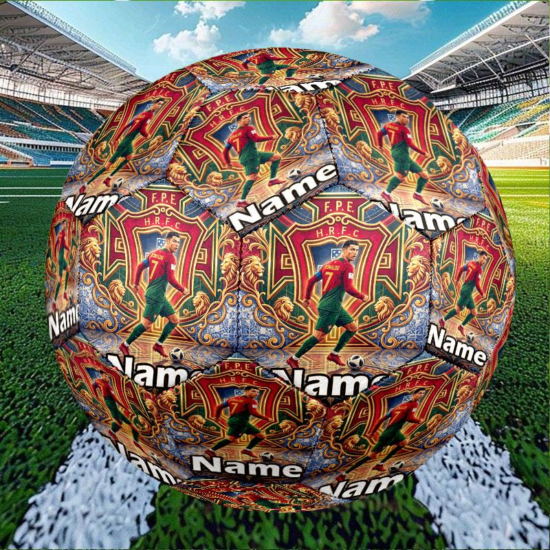 Custom Name Personalized Cristiano Ronaldo Print Size 5 Soccer Ball Training & Match Football, for Team, Kicking, Gift for Football Enthusiasts