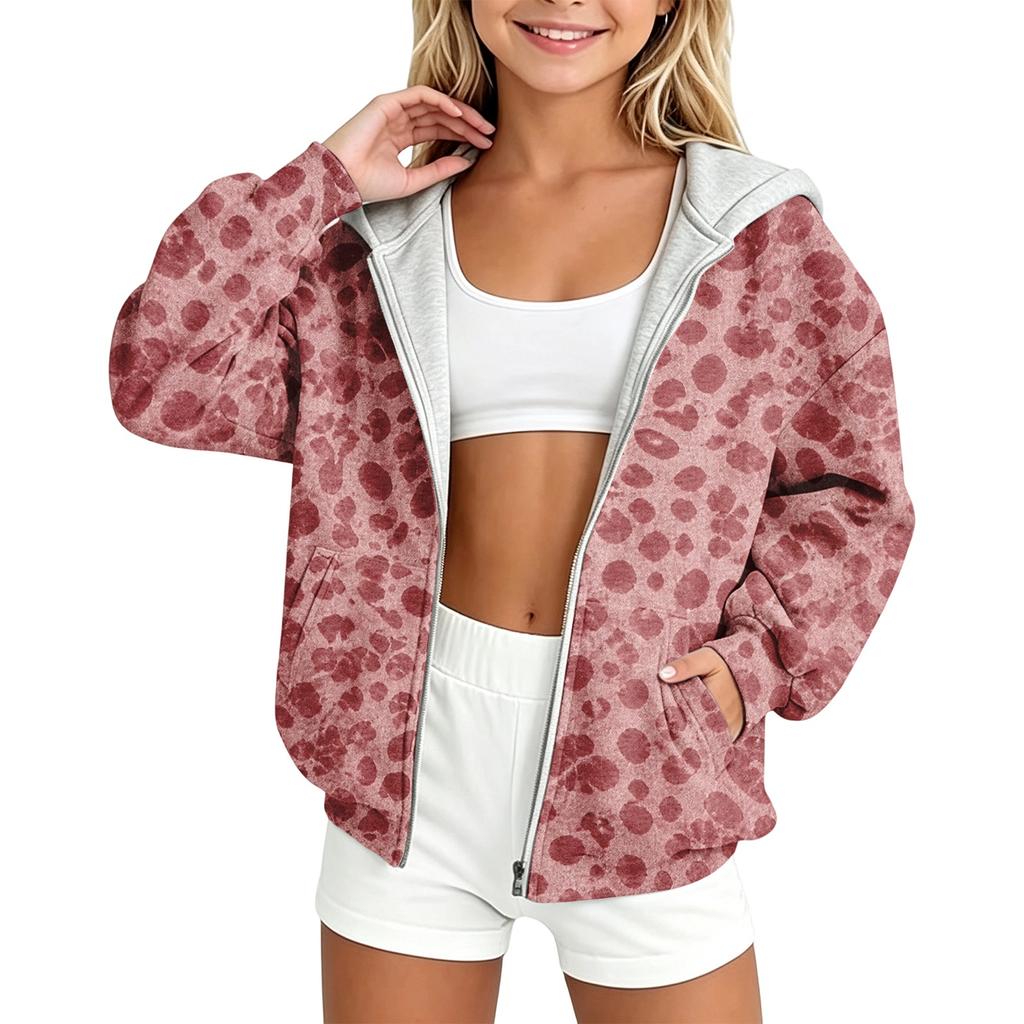 Mädchen Hoodie mit Leopardenmuster Lässiger Pullover für den Alltag