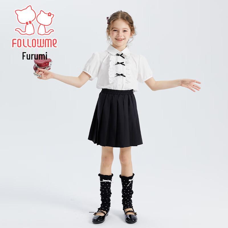 Conjunto de Camisa Preppy y Falda Plisada para Niñas Fuloumi