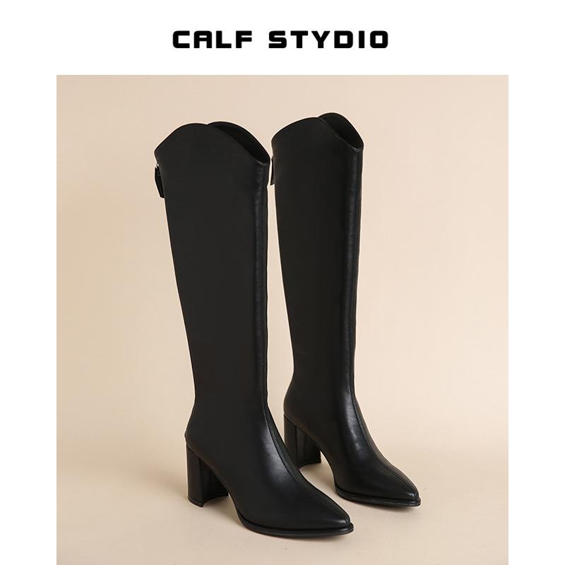 Autumn and Winter New Thick Heel High Heel Fashion Boots Rear Zipper Knight Boots