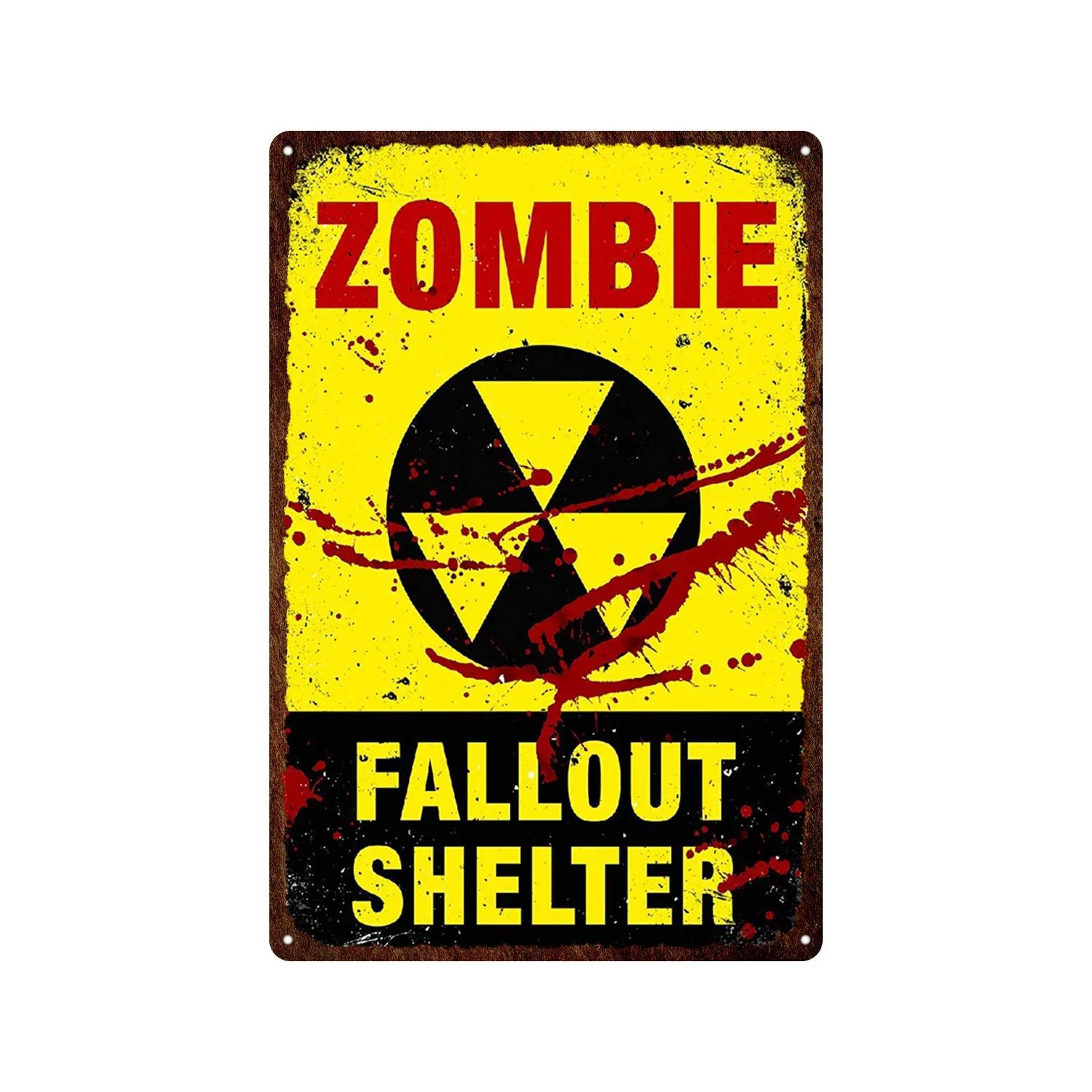 

Vintage Zombie Warning Tin Sign Metal Wall Decor for Bar Pub Club Man Cave Retro Metal Plaque Unique Home Decor Gift 20x30cm（7.8x11.8inch）