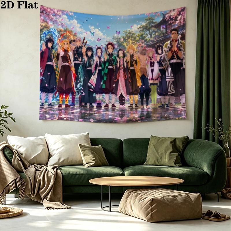 Demon Slayer Series Wall Tapestry Aesthetic Wall Hanging Printed Fabric Blanket Decorative Tapestries for Bedroom Living Room Home Decor